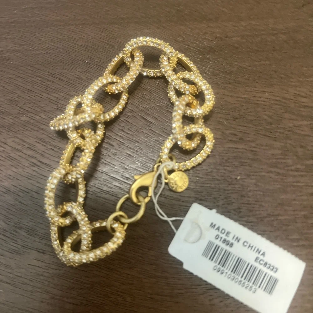 J. Crew NWT Gold and crystal link bracelet - Picture 2 of 4